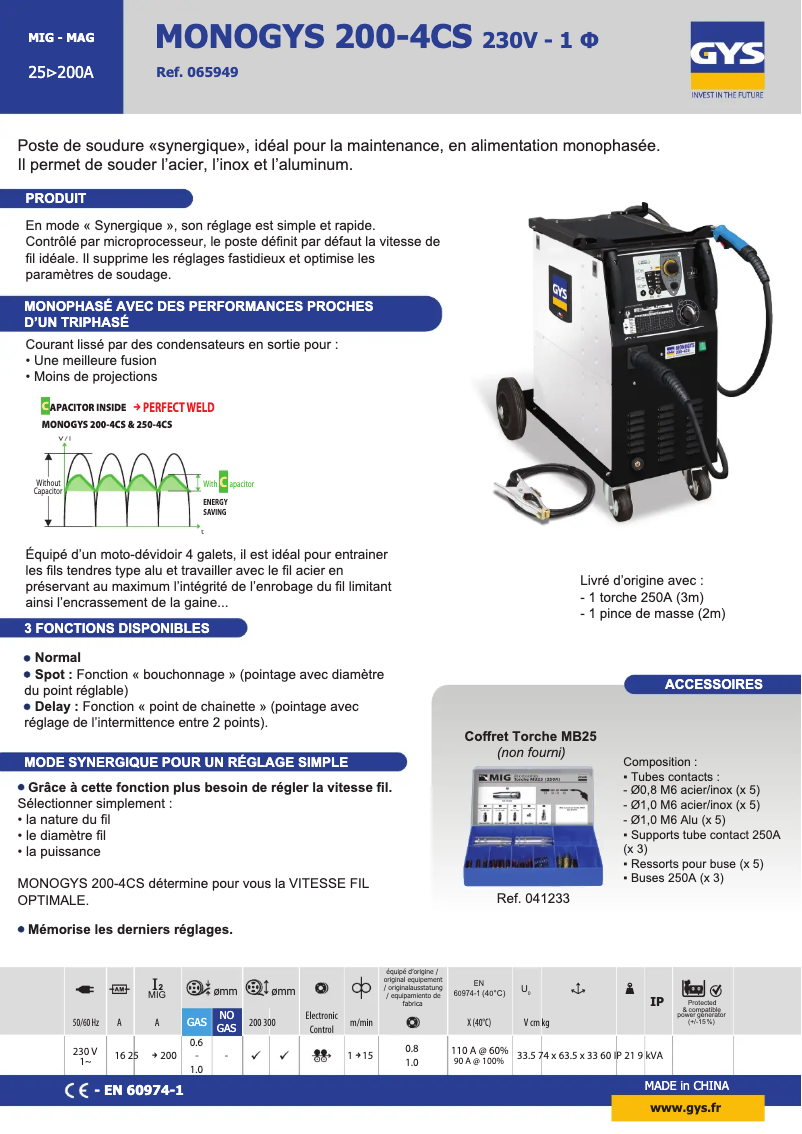 Image de la première page du manuel de l'appareil Monogys 200-4Cs