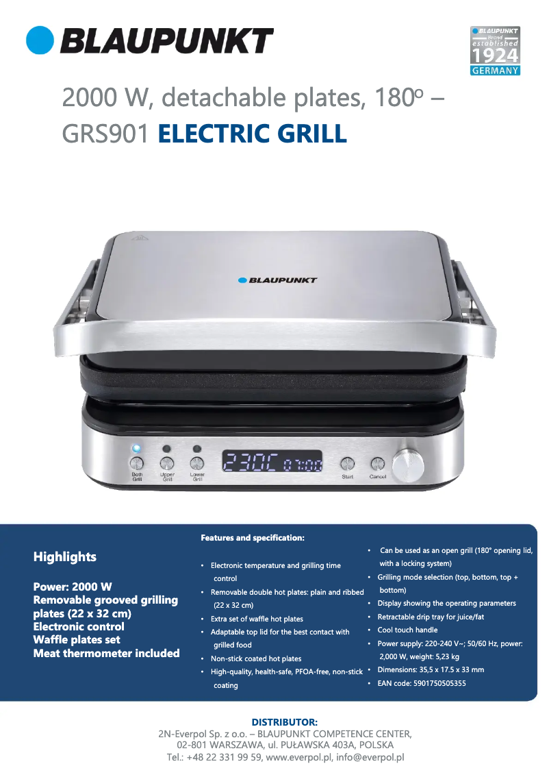 Image de la première page du manuel de l'appareil GRS901