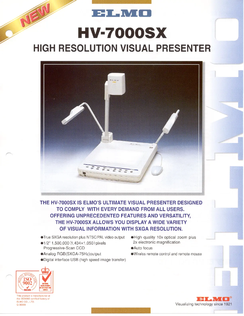 Página 1 del manual Folleto Elmo HV-7000SX