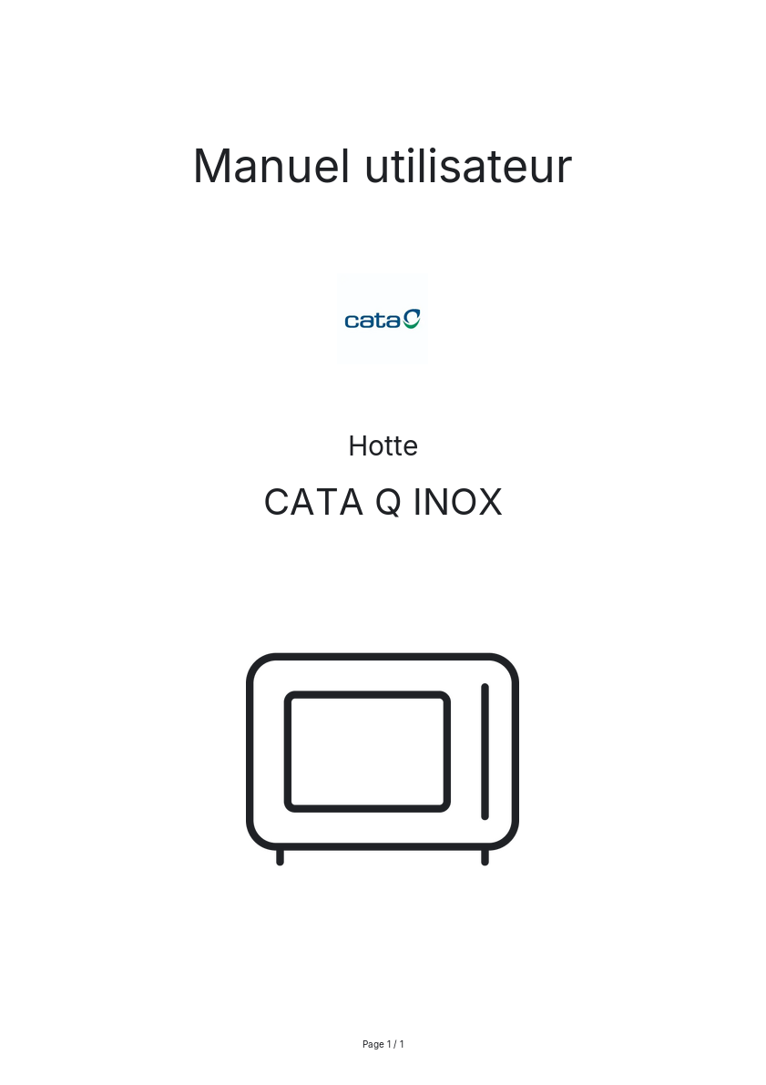 Page n°1 - Manuel utilisateur CATA Q INOX