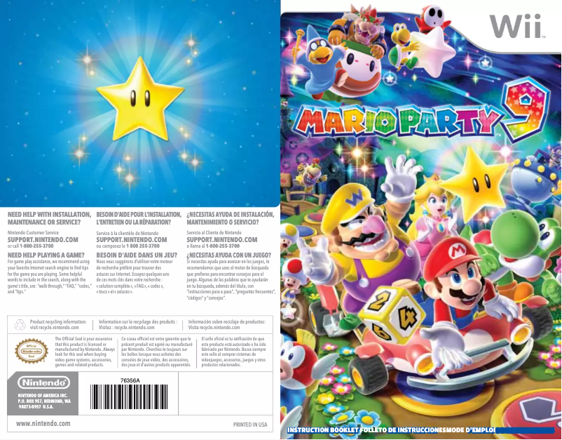 Page 1 de la notice Manuel utilisateur Nintendo Mario Party 9 (Wii)