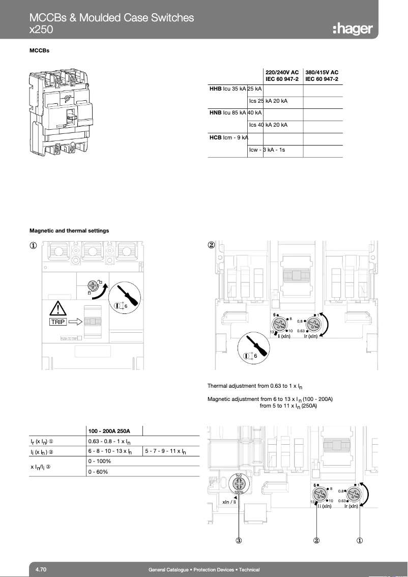 Page n°1 - Fiche technique Hager HNB250U