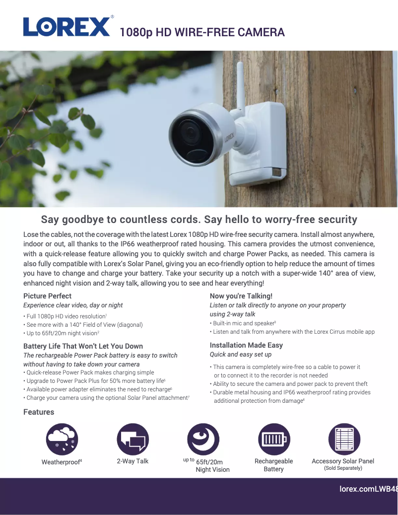 Page n°1 - Fiche technique Lorex LWB4850-C2