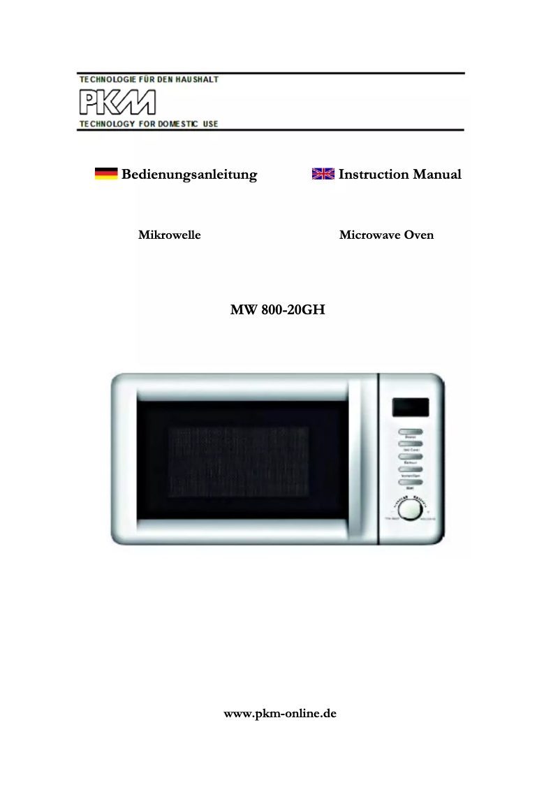 Image de la première page du manuel de l'appareil MW 800-20GH