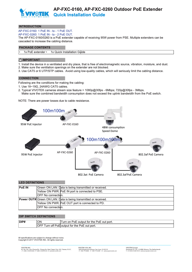 Page 1 de la notice Guide d'installation Vivotek AP-FXC-0260
