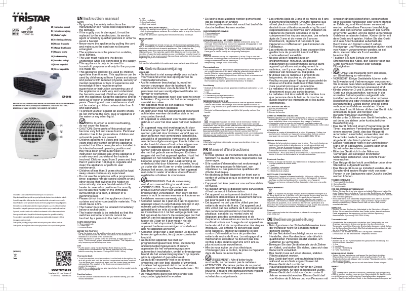 Page n°1 - Manuel utilisateur TriStar KA-5046