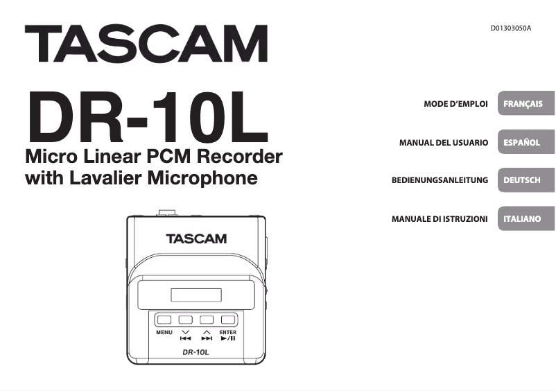 Page 1 de la notice Manuel utilisateur Tascam DR-10L