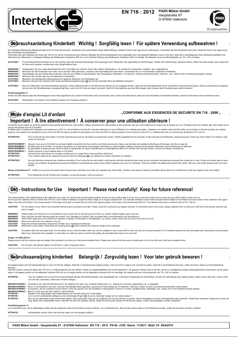 Page n°1 - Manuel utilisateur Paidi Fabiana