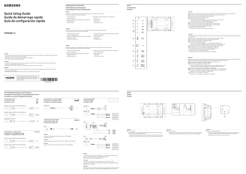 Page 1 de la notice Manuel utilisateur Samsung LH46VMRUBGBXZA