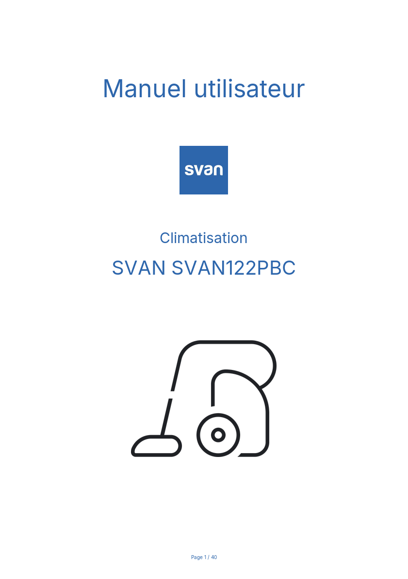 Page n°1 - Manuel utilisateur SVAN SVAN122PBC