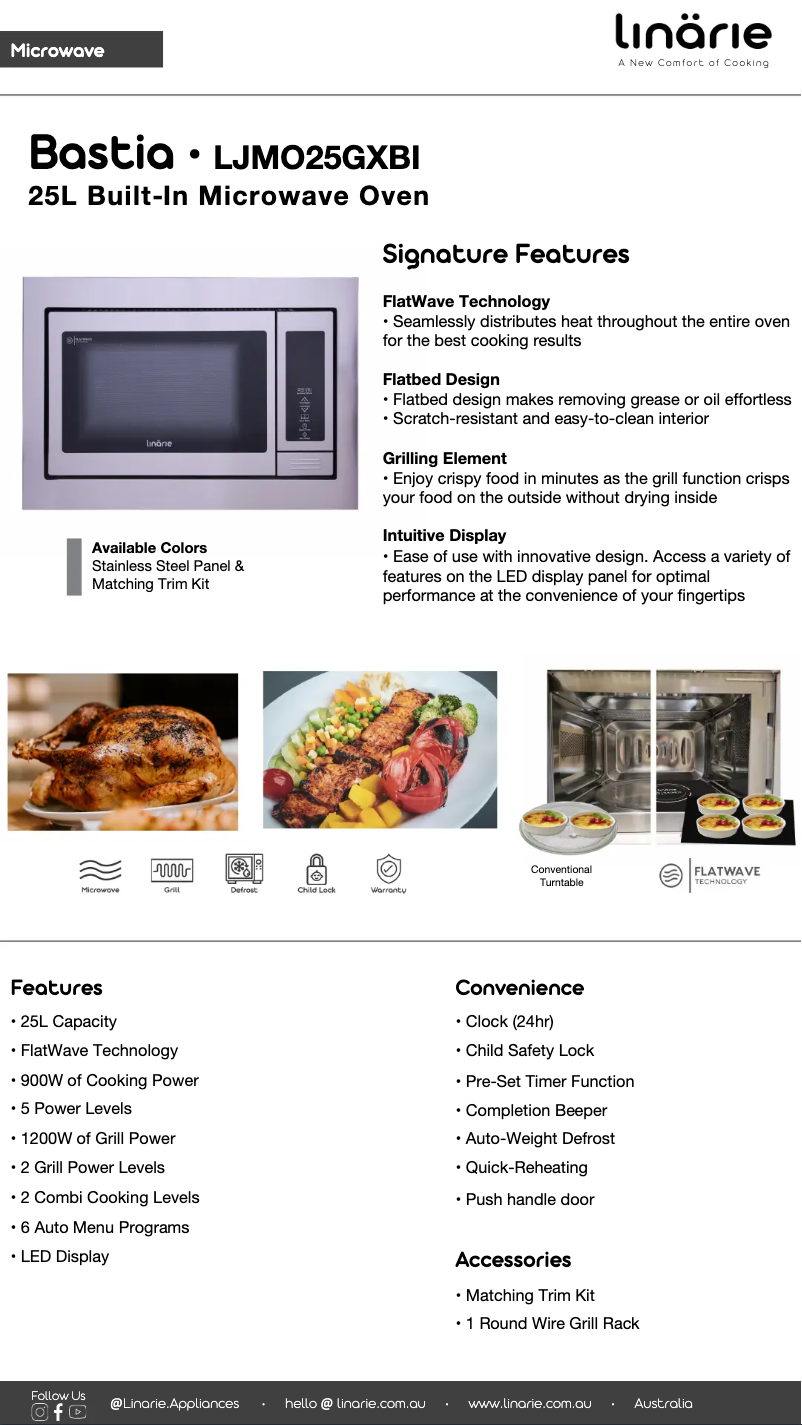 Page 1 de la notice Fiche technique Linarie Bastia LJMO25GXBI