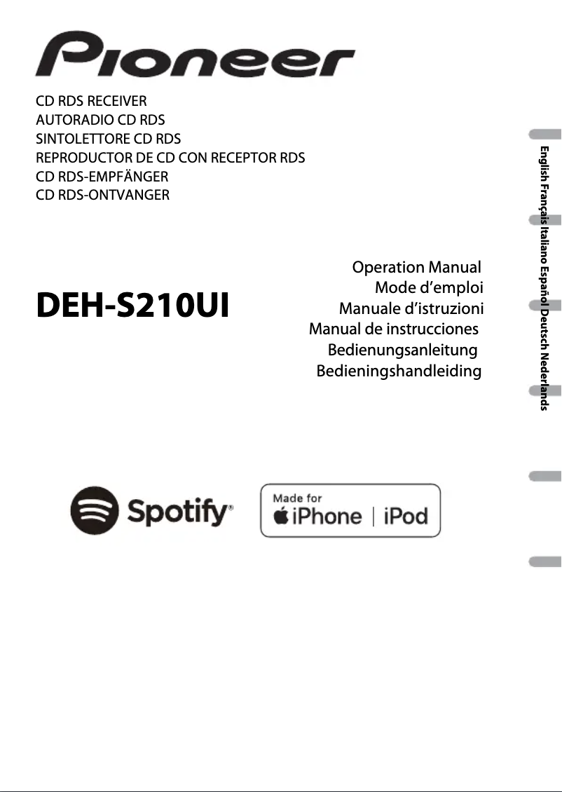 Image de la première page du manuel de l'appareil DEH-S210UI