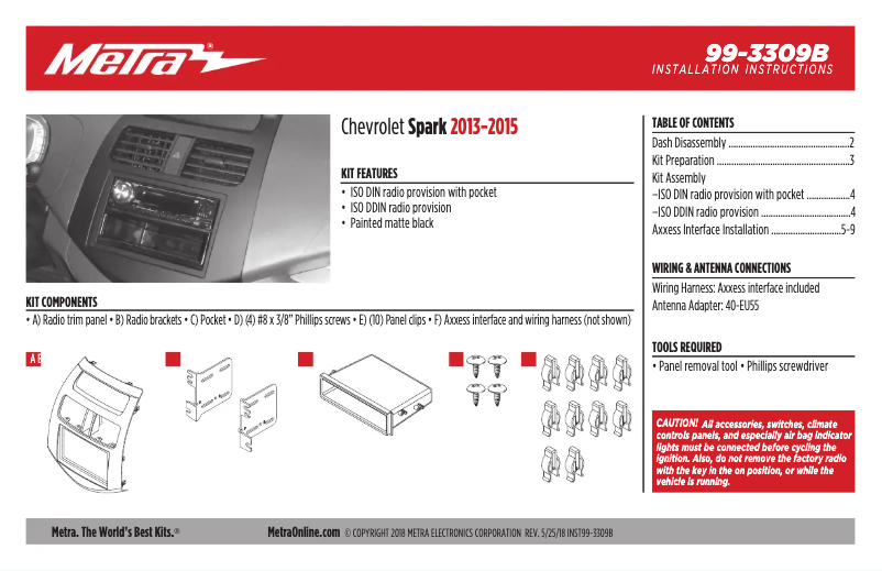 Page n°1 - Guide d'installation Metra 99-3309B