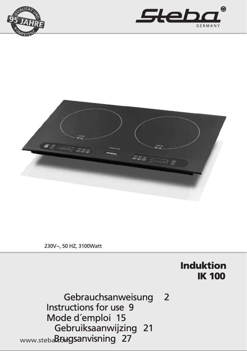 Page 1 de la notice Manuel utilisateur Steba IK 100