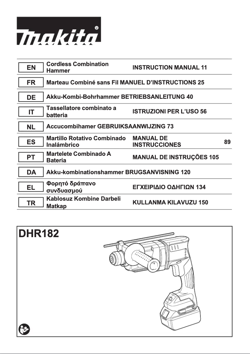 Page 1 de la notice Manuel utilisateur Makita DHR182TWJU