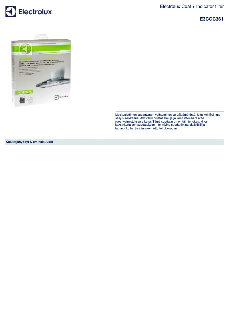 Page n°1 - Manuel utilisateur AEG E3CGC361