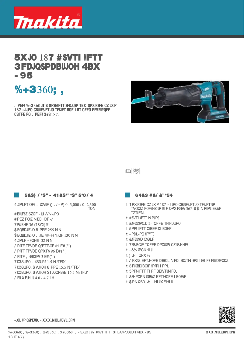 Page 1 de la notice Fiche technique Makita DJR360ZK