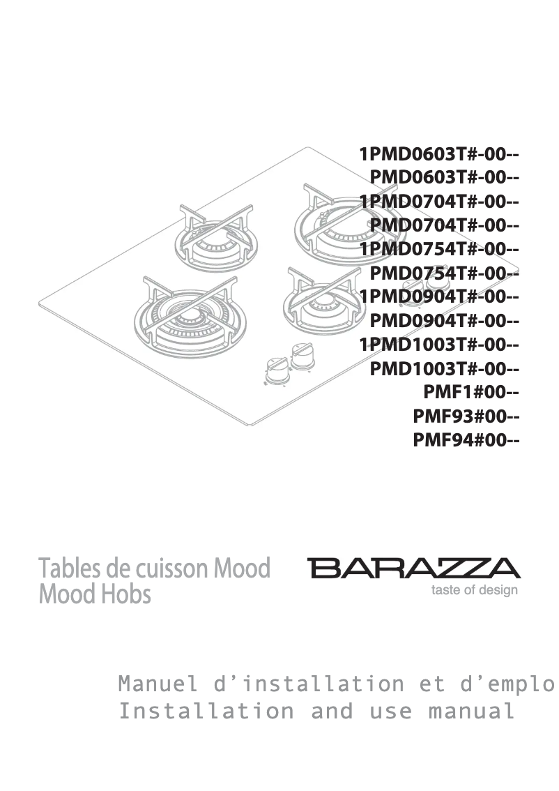 Page n°1 - Manuel utilisateur Barazza 1PMD70
