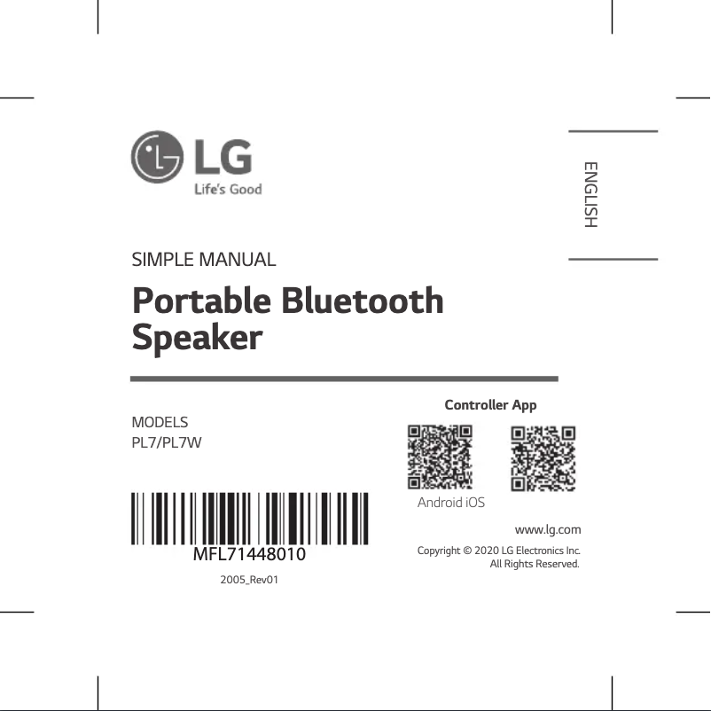 Page n°1 - Guide de démarrage rapide LG XBoom Go PL7