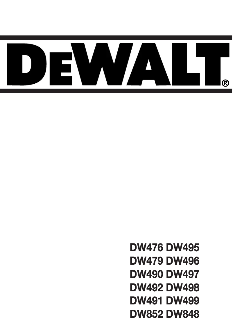 Page 1 de la notice Manuel utilisateur DeWalt DW852