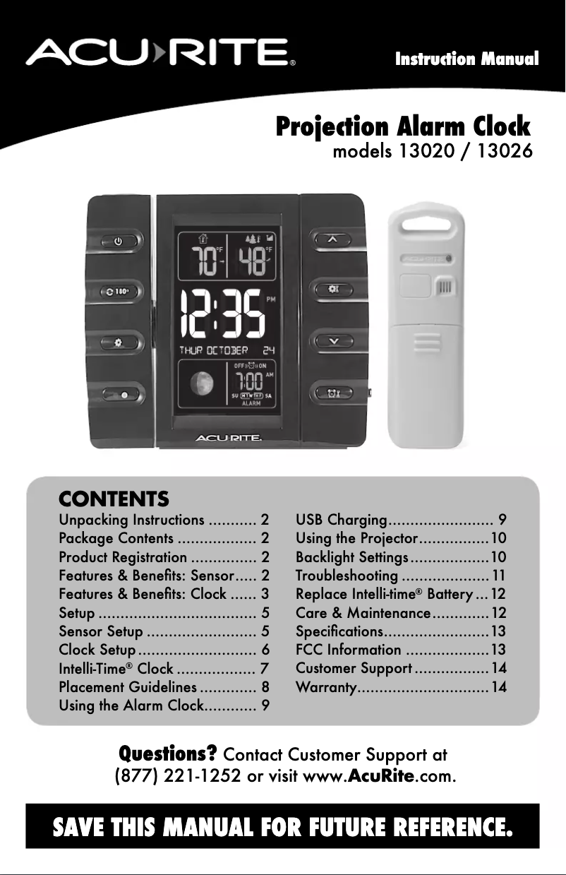 Page n°1 - Manuel utilisateur AcuRite 13020