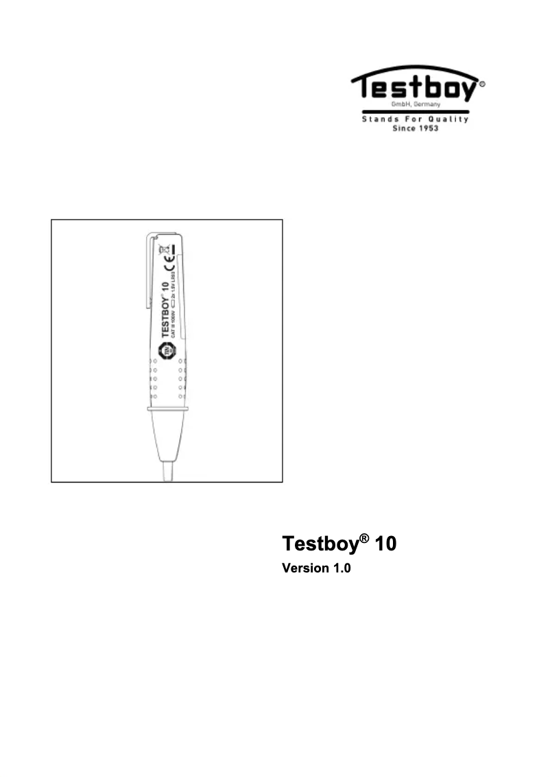 Page 1 de la notice Manuel utilisateur Testboy 10