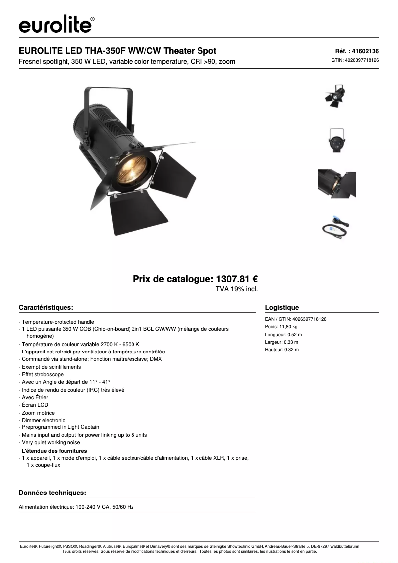 Image de la première page du manuel de l'appareil LED THA-350F