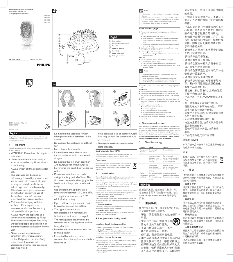 Page 1 de la notice Manuel utilisateur Philips EasyShine HP4588