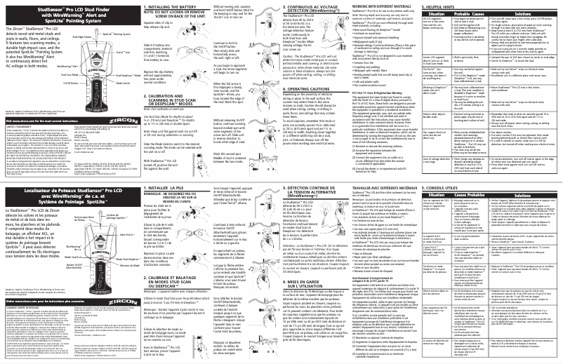 Page 1 de la notice Manuel utilisateur Zircon StudSensor Pro LCD