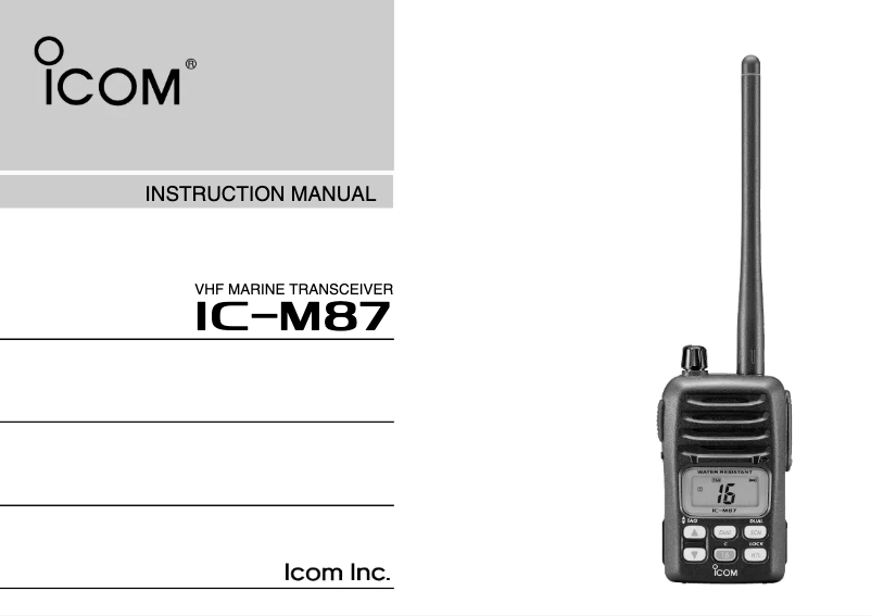 Image de la première page du manuel de l'appareil IC-M87