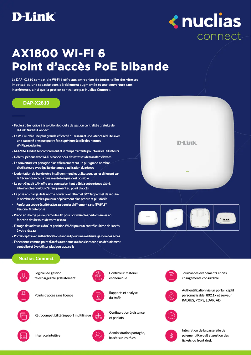 Page 1 de la notice Fiche technique D-Link DAP-X2810