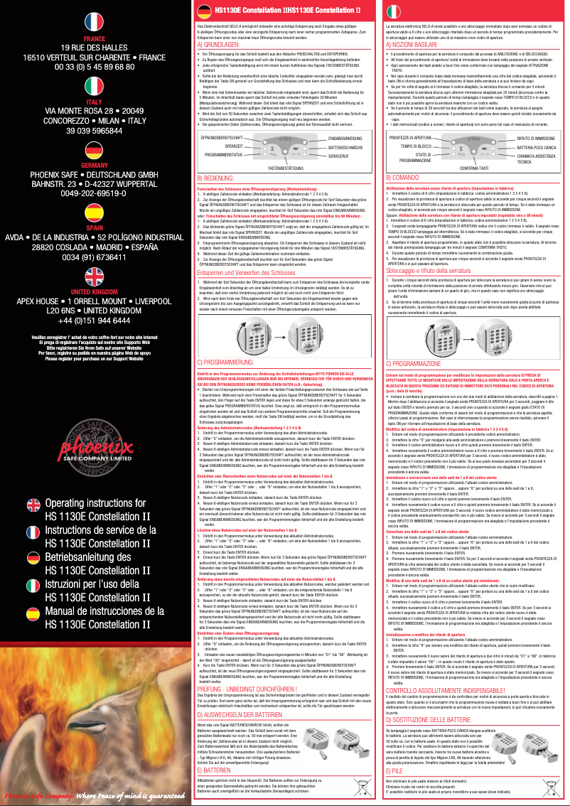 Page 1 de la notice Manuel utilisateur Phoenix Constellation II HS1132E