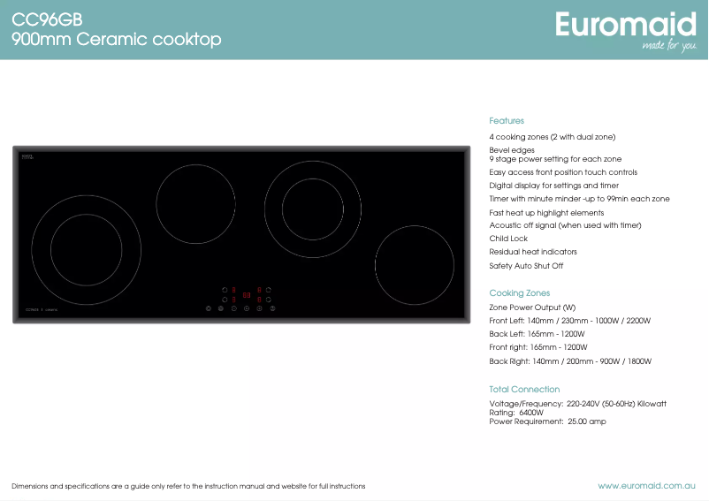 Page 1 de la notice Manuel utilisateur Euromaid CC96GB