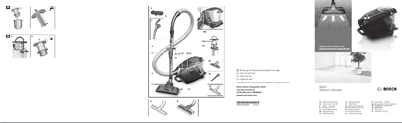 Page 1 de la notice Manuel utilisateur Bosch BGS72058