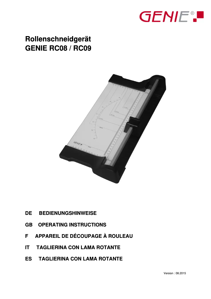 Page 1 de la notice Manuel utilisateur Genie RC 09