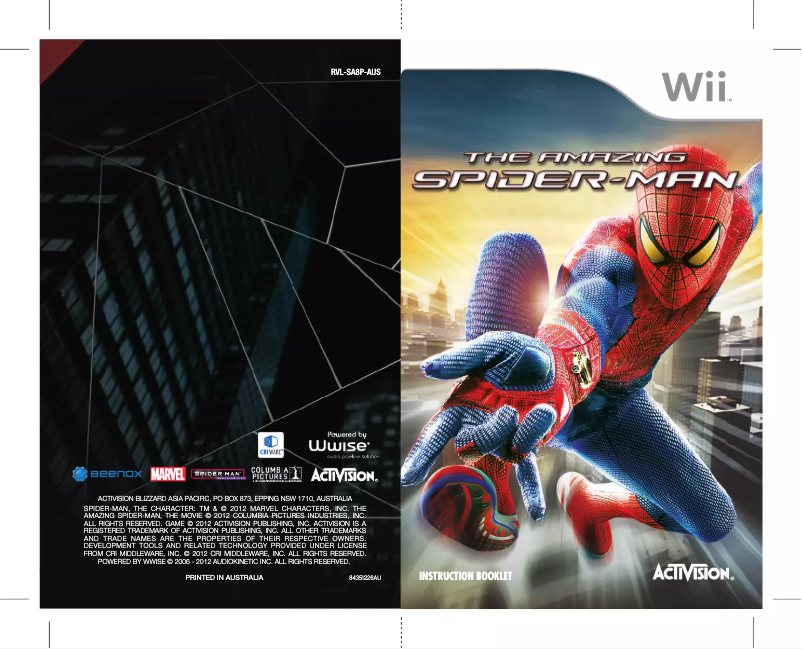 Page 1 de la notice Manuel utilisateur Nintendo The Amazing Spider-Man (Wii)