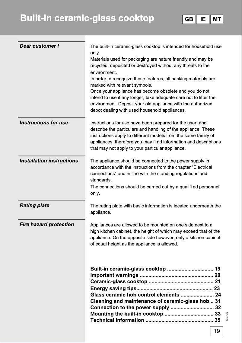 Page 1 de la notice Manuel utilisateur Gorenje ECT 780 E