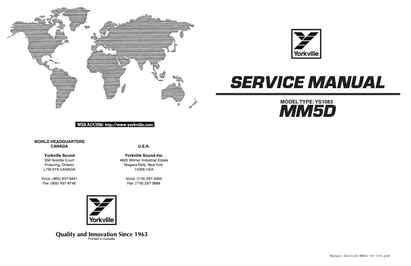 Page n°1 - Manuel utilisateur Yorkville MM5D