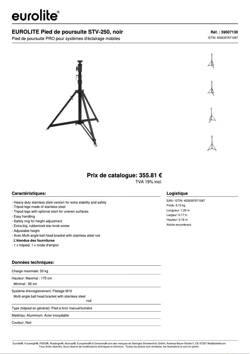 Page n°1 - Fiche technique Eurolite STV-250