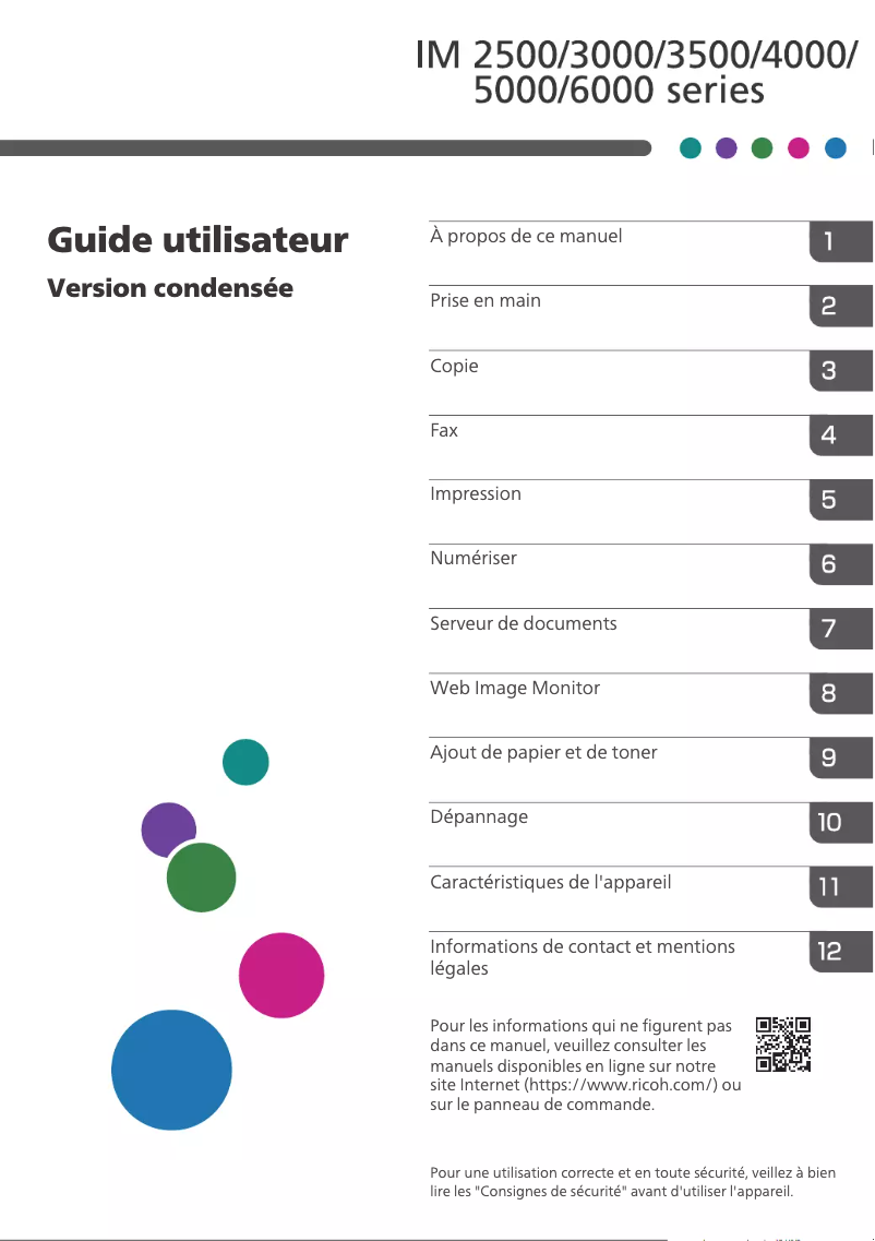 Page 1 de la notice Manuel utilisateur Ricoh IM 3500