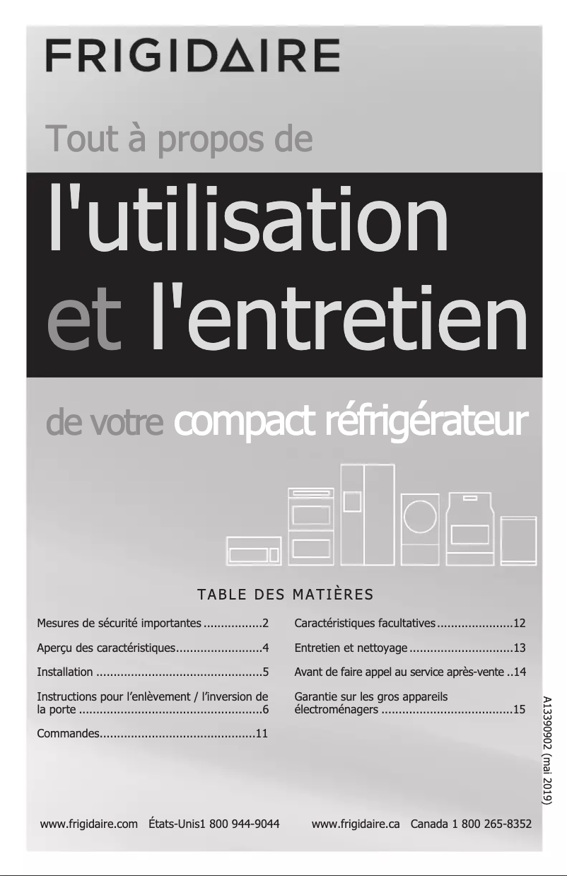 Page n°1 - Manuel utilisateur Frigidaire FFPE3322UM