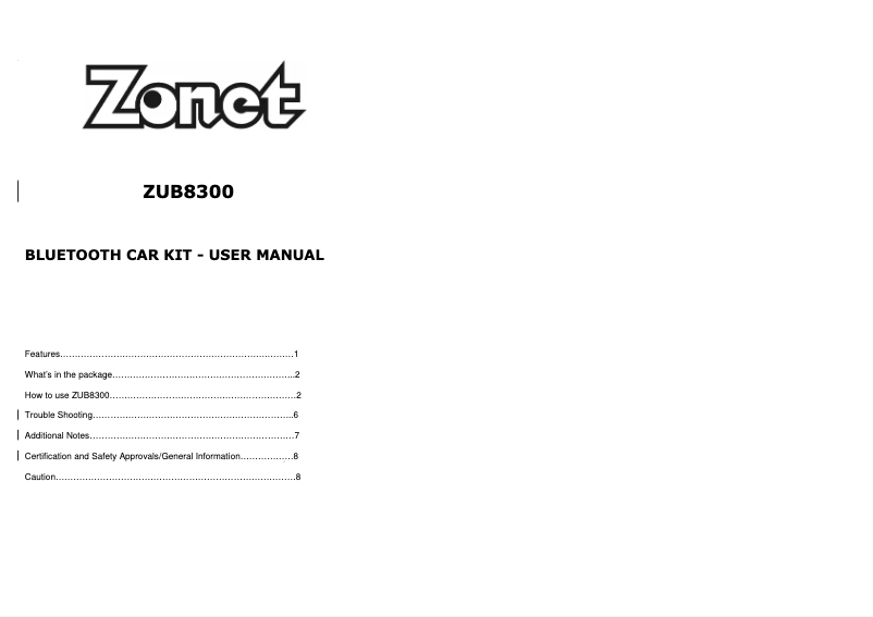 Página 1 del manual Manual de usuario Zonet ZUB8300