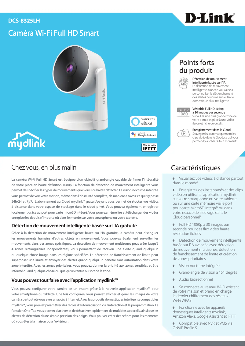 Page 1 de la notice Fiche technique D-Link DCS-8325LH