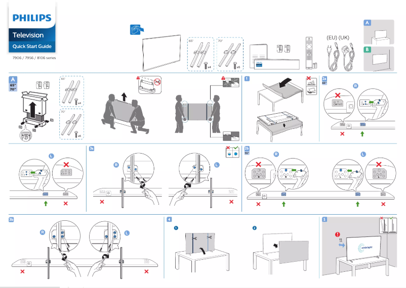 Page 1 de la notice Guide de démarrage rapide Philips 70PUS7956