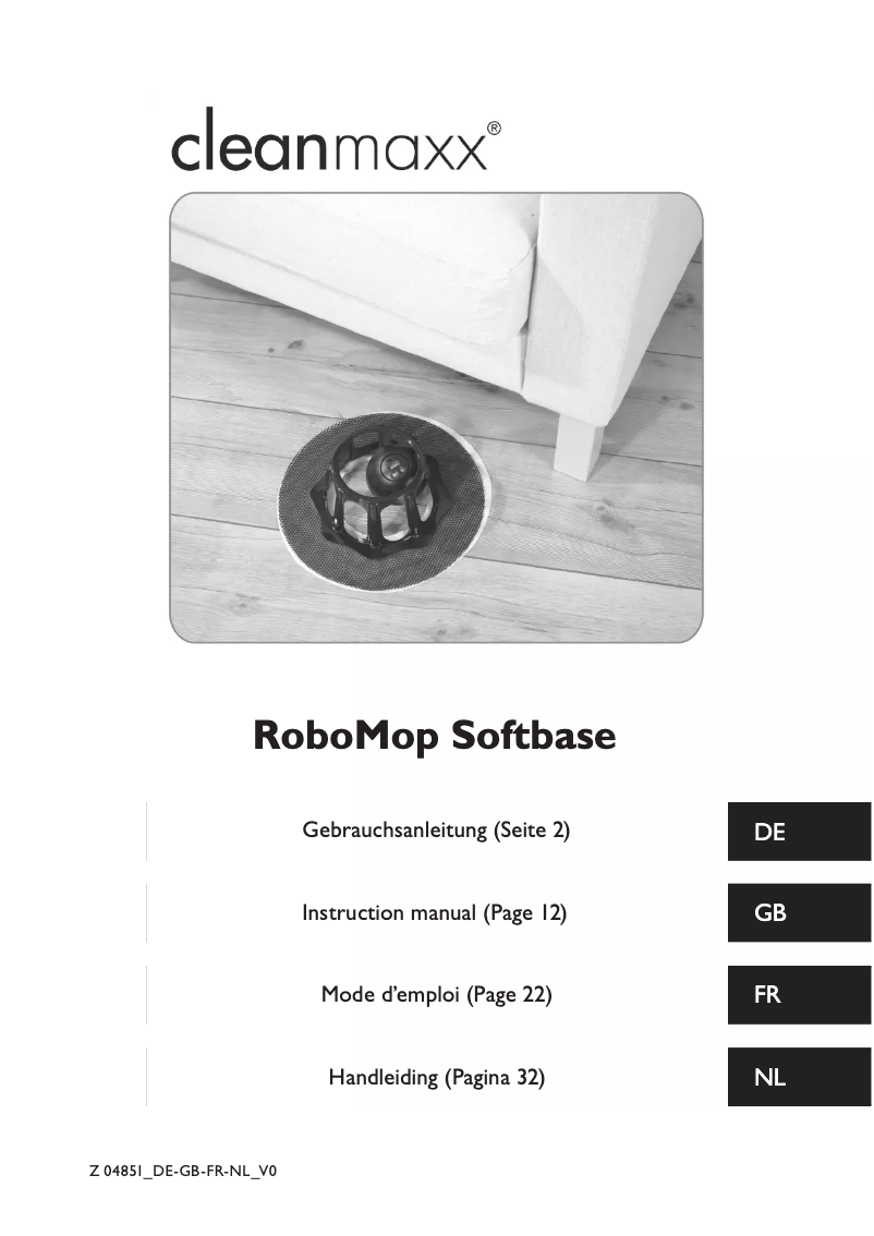 Image de la première page du manuel de l'appareil RoboMop Softbase Z 04851