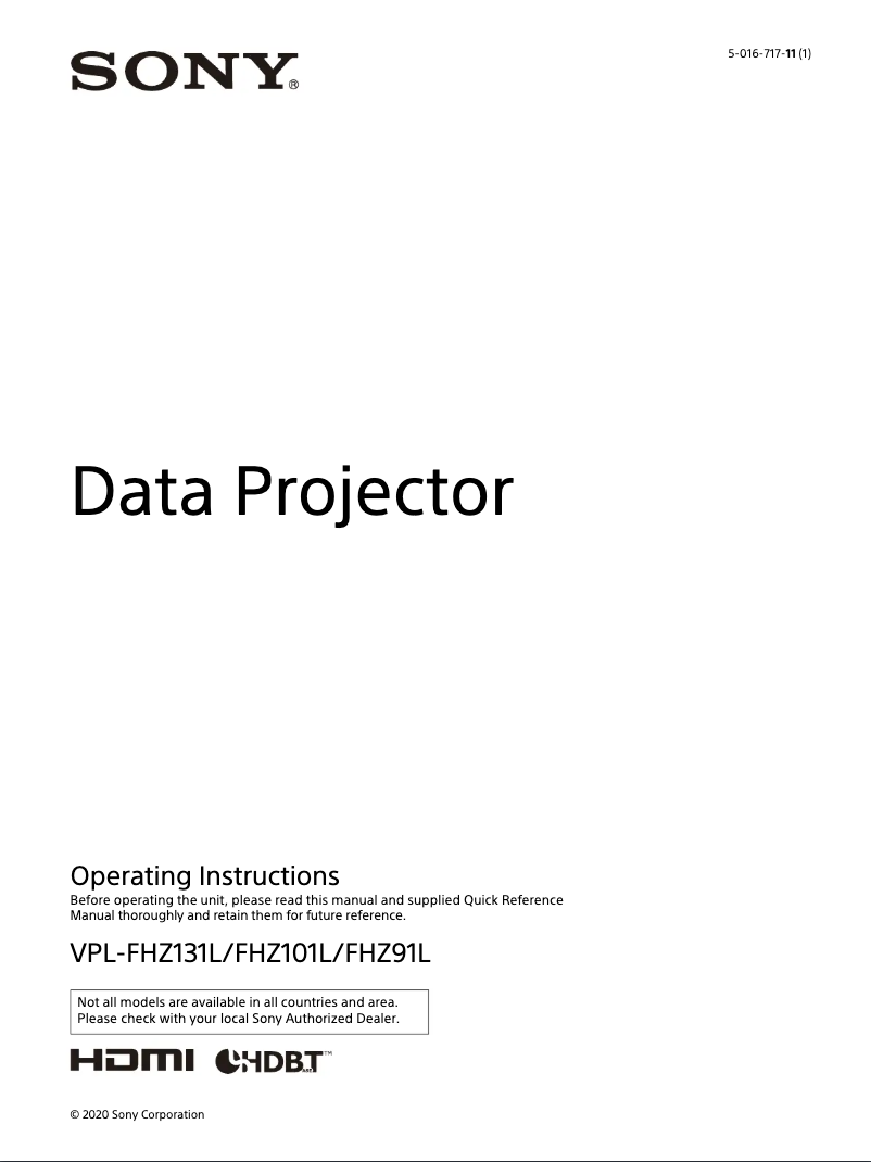 Page 1 de la notice Manuel utilisateur Sony VPL-FHZ131L