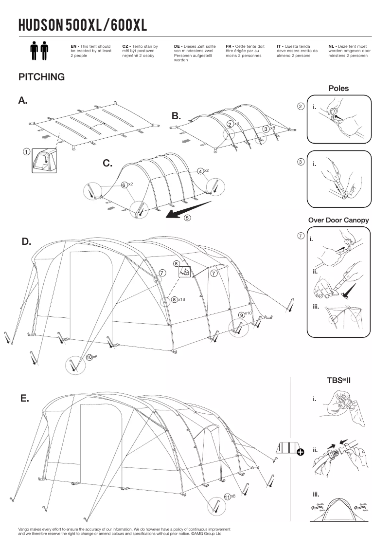 Página 1 del manual Manual de usuario Vango Hudson 500XL