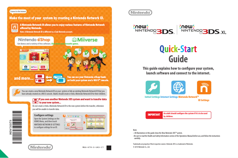 Page 1 de la notice Guide de démarrage rapide Nintendo New 3DS XL