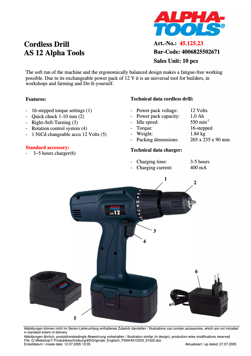 Image de la première page du manuel de l'appareil AS 12