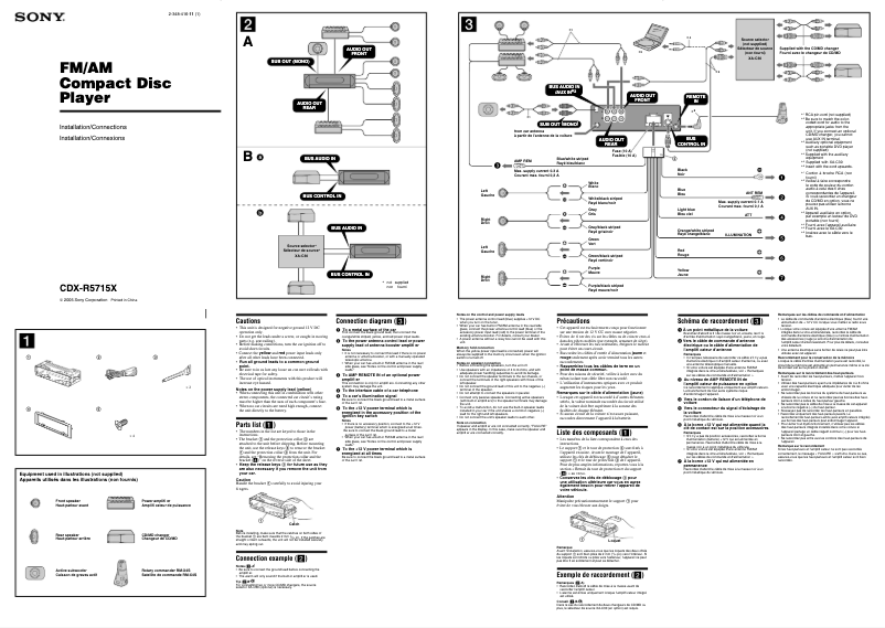 Page n°1 - Guide d'installation Sony CDX-R5715X